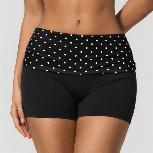 Pantalones cortos de yoga con cintura vuelta de lunares | Fabricante de modelos personalizados