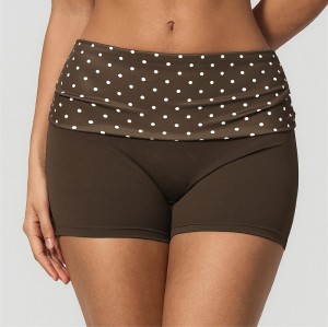 Short de yoga à taille rabattable à pois | Fabricant de shorts de yoga personnalisés