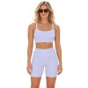 Conjunto de yoga de rayas personalizado – Top de tirantes y shorts de cintura alta