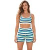 Ensemble de yoga rayé personnalisé – Haut à encolure arrondie et short taille haute