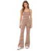 Conjunto de yoga acampanado personalizado – Top de tirantes de rayas y pantalones largos