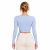 Custom Women V-Neck Wrap Long Sleeve Yoga Top | Tie Waist Cropped Pilates Ballet Workout Shirt