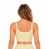Custom Women Grid Print Square Neck Sports Bra | Cropped Yoga Top