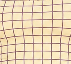 Close-up of the pale yellow yoga bra fabric with an all-over grid print