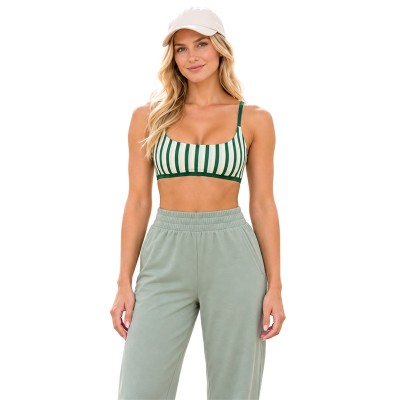 Custom Women Stripe Square Neck Yoga Bra | Thin-Strap Design