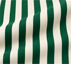 Green and cream striped yoga bra fabric specified as 90 percent nylon and 10 percent spandex