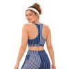 Custom Women Color Block Stripe Racerback Yoga Bra | U-Neck Medium Support