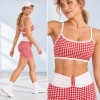 Custom Gingham Yoga Set | Cami Bra & Ruched Shorts | Bloomto