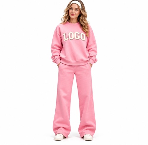 Custom Women's Fleece Sweatshirt Set | Wide-Leg Pants | Bloomto