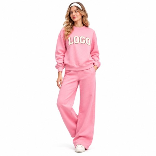 Custom Women's Fleece Sweatshirt Set | Wide-Leg Pants | Bloomto