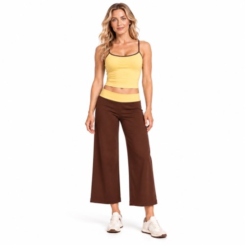 Custom Wide Leg Yoga Set | Contrast Cami & Cropped Pants | Bloomto