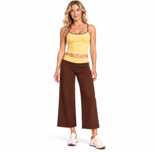 Custom Wide Leg Yoga Set | Contrast Cami & Cropped Pants | Bloomto