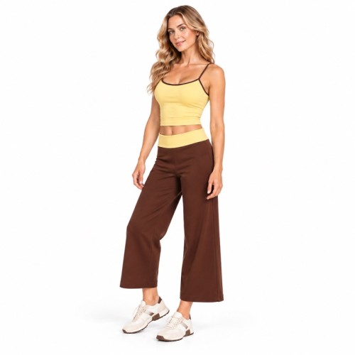 Custom Wide Leg Yoga Set | Contrast Cami & Cropped Pants | Bloomto