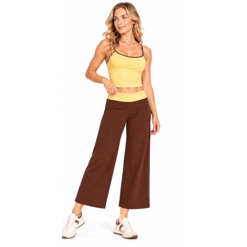 Custom Wide Leg Yoga Set | Contrast Cami & Cropped Pants | Bloomto