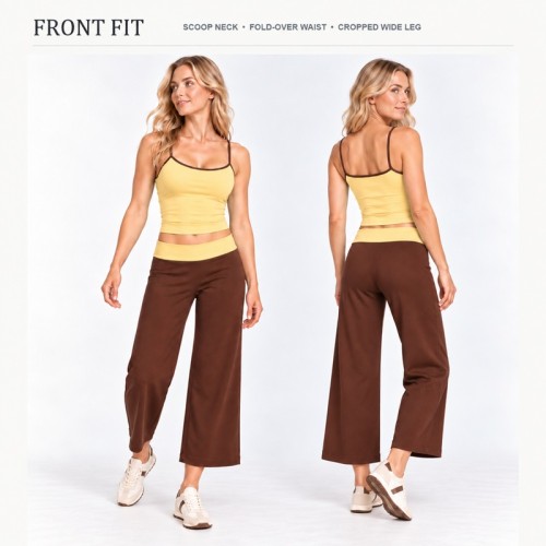 Custom Wide Leg Yoga Set | Contrast Cami & Cropped Pants | Bloomto