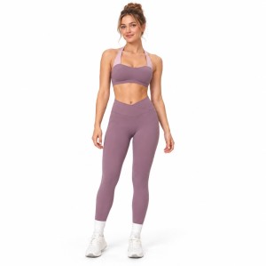 Custom Halter Yoga Set | V-Cross Waist Leggings | Bloomto