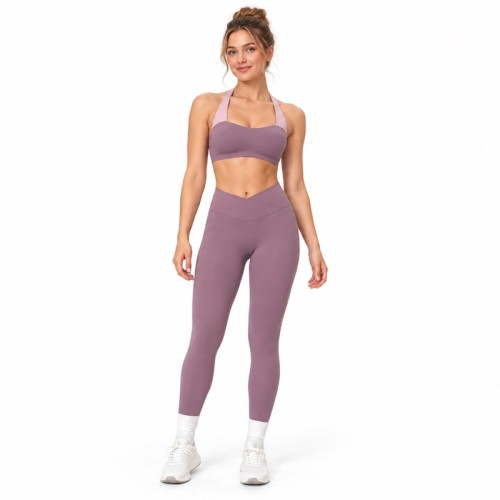 Custom Halter Yoga Set | V-Cross Waist Leggings | Bloomto