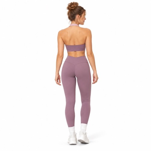 Custom Halter Yoga Set | V-Cross Waist Leggings | Bloomto