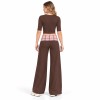 Custom Plaid Waist Yoga Set | Elbow Sleeve Top & Wide Leg Pants | Bloomto