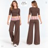 Custom Plaid Waist Yoga Set | Elbow Sleeve Top & Wide Leg Pants | Bloomto