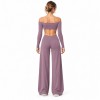 Custom Off Shoulder Yoga Set | Long Sleeve Top & V-Waist Wide Leg Pants | Bloomto
