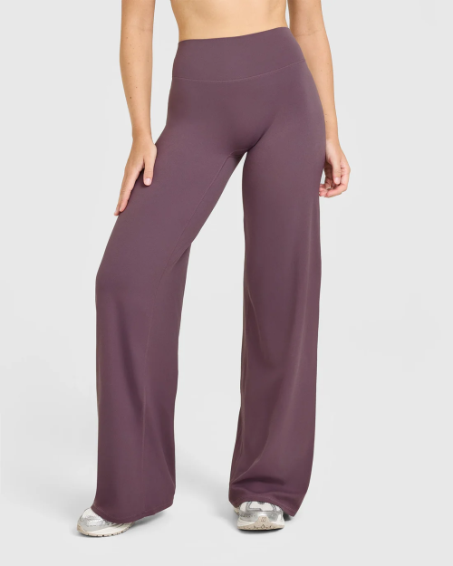 Custom Vintage Purple Wide Leg Leggings | Straight Leg Bottoms for Yoga & Gym | Comfortable Activewear