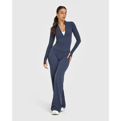 Leggings True Blue à jambes larges personnalisés | Pantalons à jambes droites pour le yoga et la salle de sport | Vêtements de sport confortables