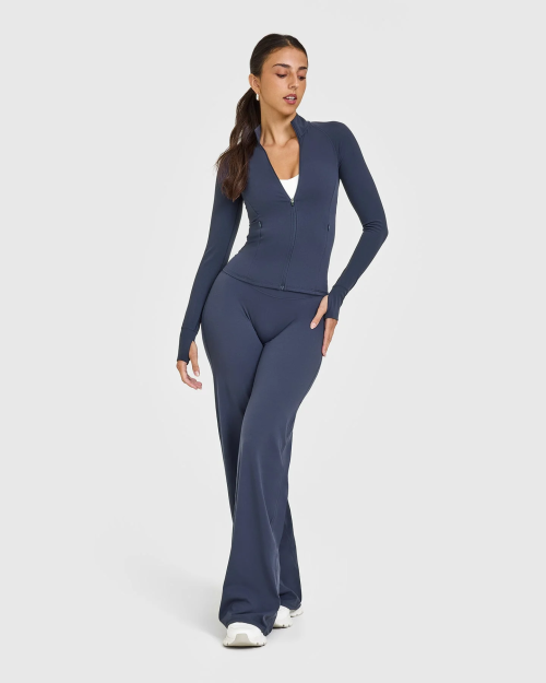 Custom True Blue Wide Leg Leggings | Straight Leg Bottoms for Yoga & Gym | Comfortable Activewear