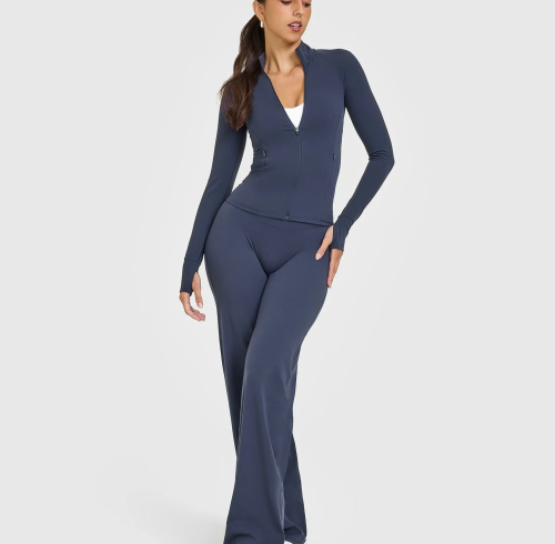 Custom True Blue Wide Leg Leggings | Straight Leg Bottoms for Yoga & Gym | Comfortable Activewear