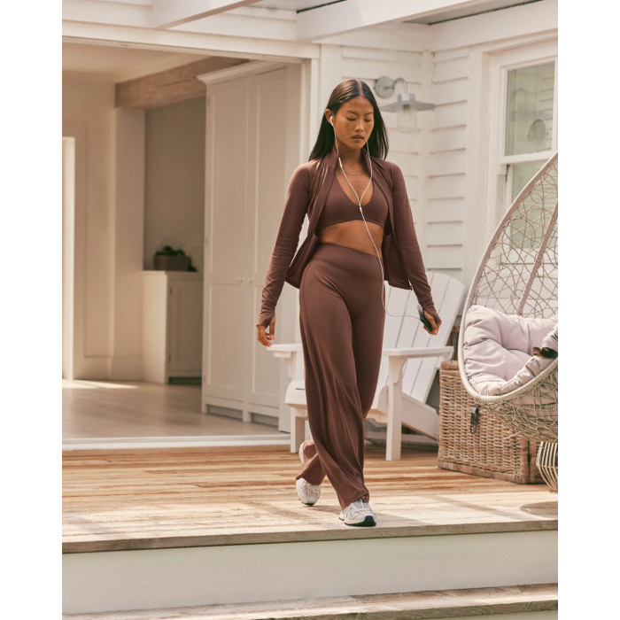 Custom Espresso Brown Wide Leg Leggings | Straight Leg Bottoms for Wholesale | OEM Yoga & Gym Activewear