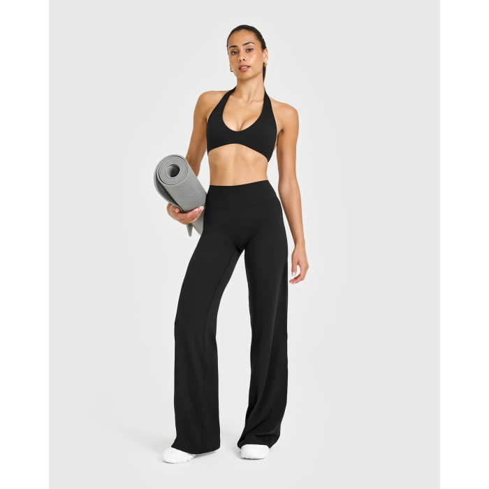 Custom Black Straight Leg Bottoms | Wide Leg Yoga & Gym Leggings | OEM Activewear for Wholesale