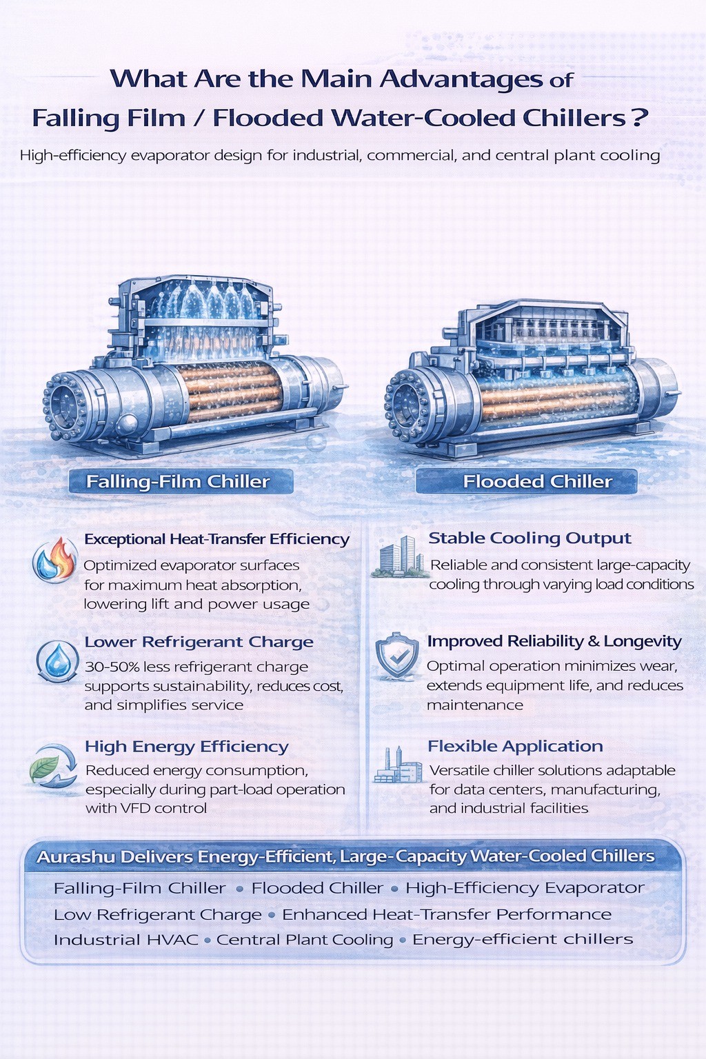 What Are the Main Advantages of Falling Film / Flooded Water-Cooled Chillers?
