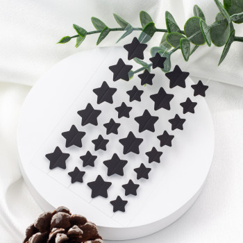 Twin Size Star Acne Spot Stickers in Sleek Black with Cut Lines
