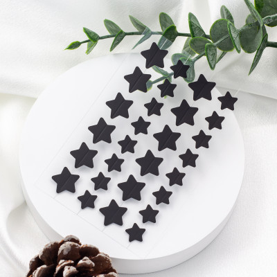 Twin Size Star Acne Spot Stickers in Sleek Black with Cut Lines