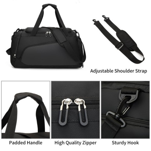 Factory Wholesale Low MOQ Waterproof Gym Bag with Shoe Sports Duffle Bags