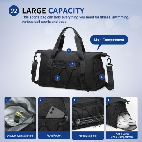 Laptop Tote Bag Lightweight Gym Bag with Shoe Water Resistant Sports Duffel Bag