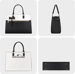 Factory Wholesale Laptop Tote Bag for Women Waterproof PU Leather Work Bag with Clutch Purse