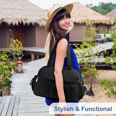 Design Travel Duffel Bag for Women, Puffer Gym Bag Sports Tote with Wet Pocket