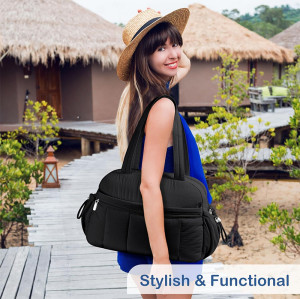 Design Travel Duffel Bag for Women, Puffer Gym Bag Sports Tote with Wet Pocket