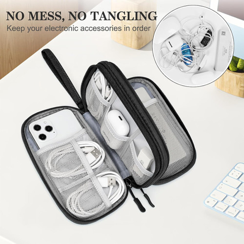 Factory Wholesale Travel Cable Organizer Pouch Electronic Accessories Carry Case Portable Waterproof Double Layers All-in-One Storage Bag