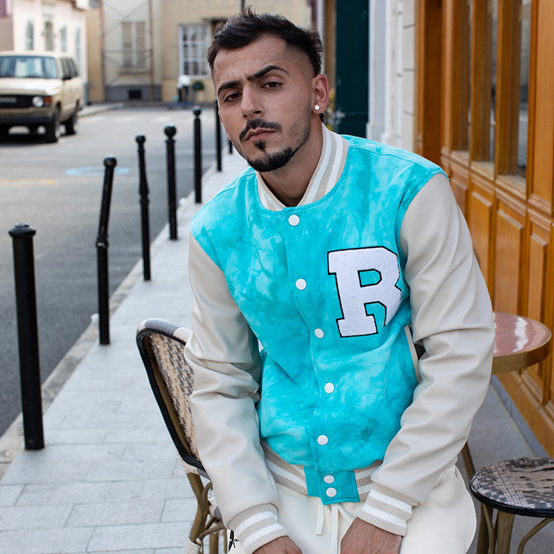 Green retro jacket model display