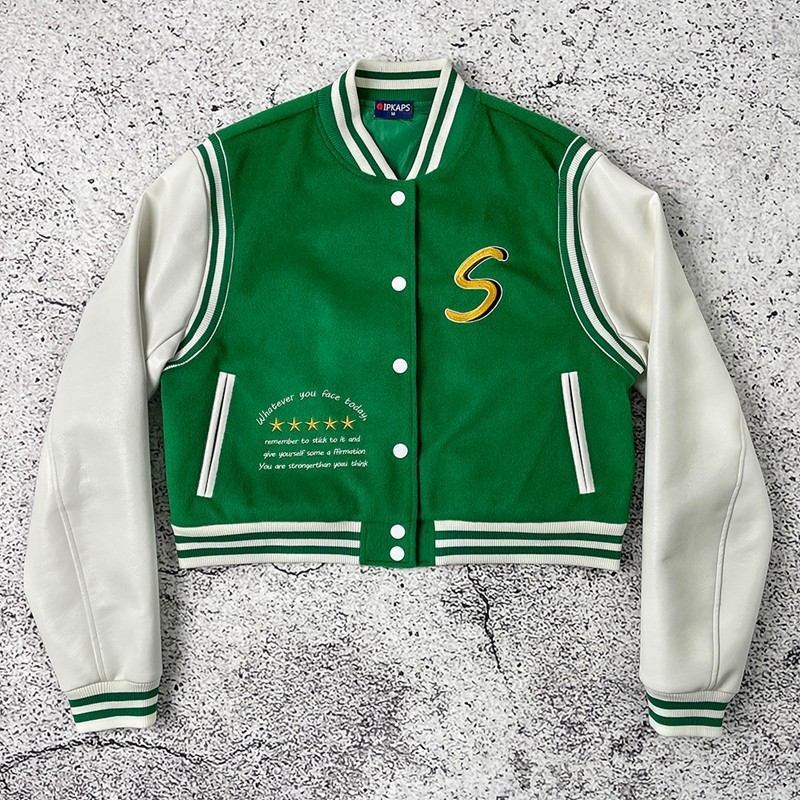 Green retro jacket model display