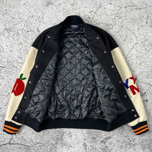 Wool and Leather Varsity Jacket | Chenille Patch, Quilted Lining OEM