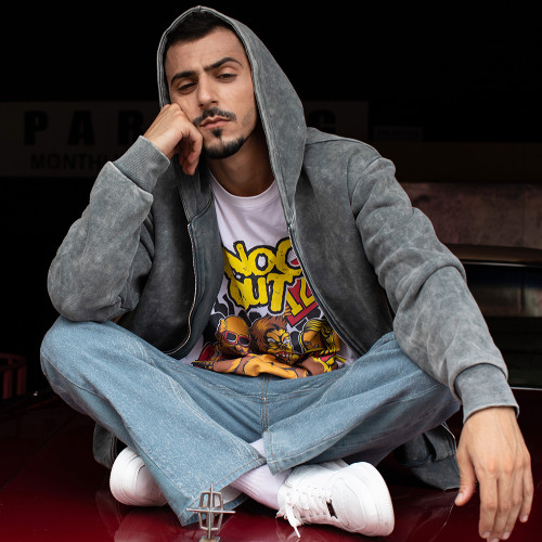 Washed private label hoodie | Skull Back Print | Streetwear OEM Custom