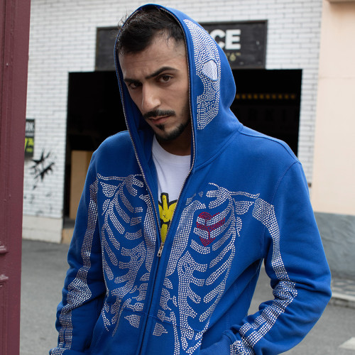 Custom Distressed Hoodie Pullover with Studs & Paint-Splatter Fleece | OEM