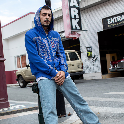 Custom Distressed Hoodie Pullover with Studs & Paint-Splatter Fleece | OEM