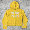 Rhinestone Zip Hoodie | Yellow Crystal Studded Full Zip Sweatshirt