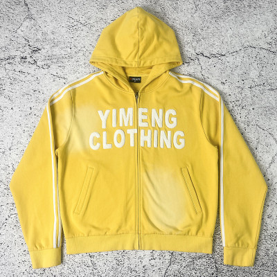 Zip hoodie manufacturer - Fleece Full Zip, Stripe Sleeves, Chenille Letters