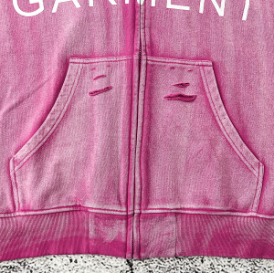 Custom Zip Up Hoodie — Pigment Washed Fleece Full Zip, Private Label OEM