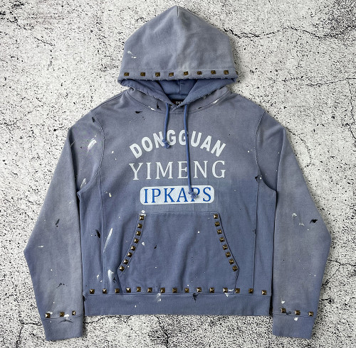 Custom Hoodie Manufacturer — Studded Pullover, Paint-Splatter Fleece